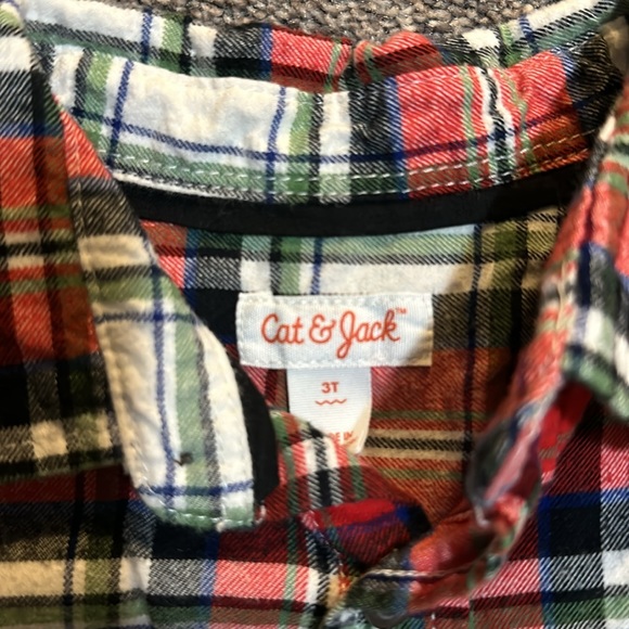 Cat & Jack Flannel Red Plaid Long Sleeve Shirt. Size 3T Boys - Picture 5 of 6